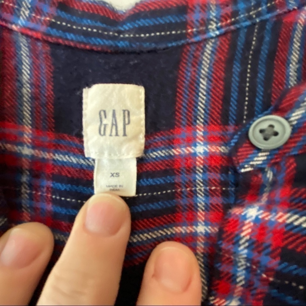 𝅺GAP Pullover Plaid Shirt Red Blue Size XS - Picture 7 of 7